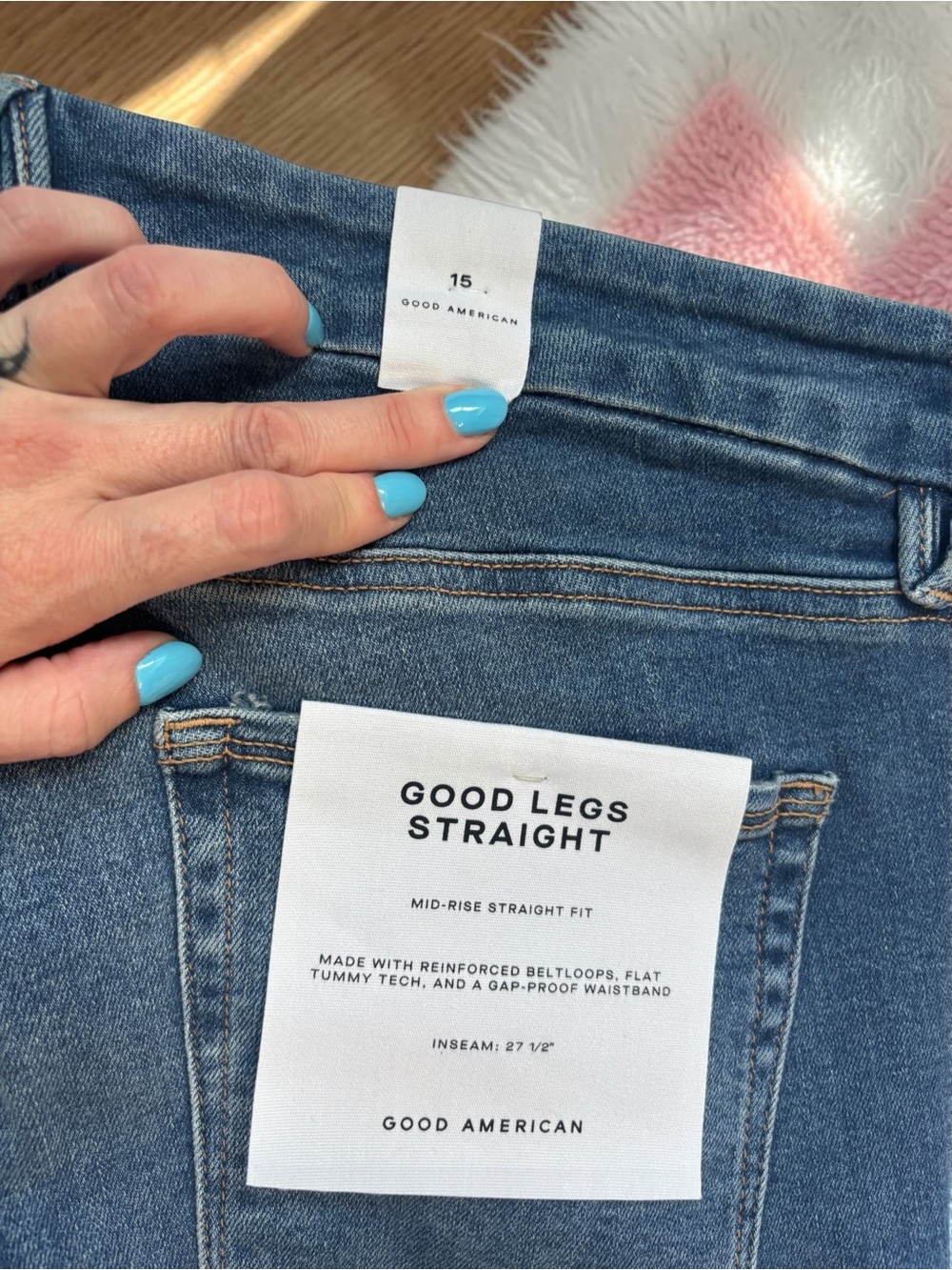 Size 15 Good American Straight Leg Jeans in Deep Blue Denim NWT